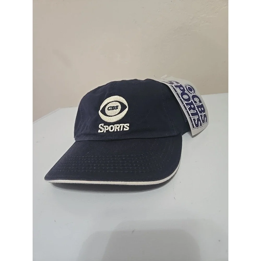 NWT Vtg 90s CBS Sports Hat K-Products Made In USA Navy‎ White Deadstock Cap